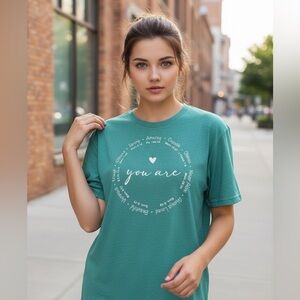 NWOT Teal Graphic Unisex Scriptures T-Shirt-2XL